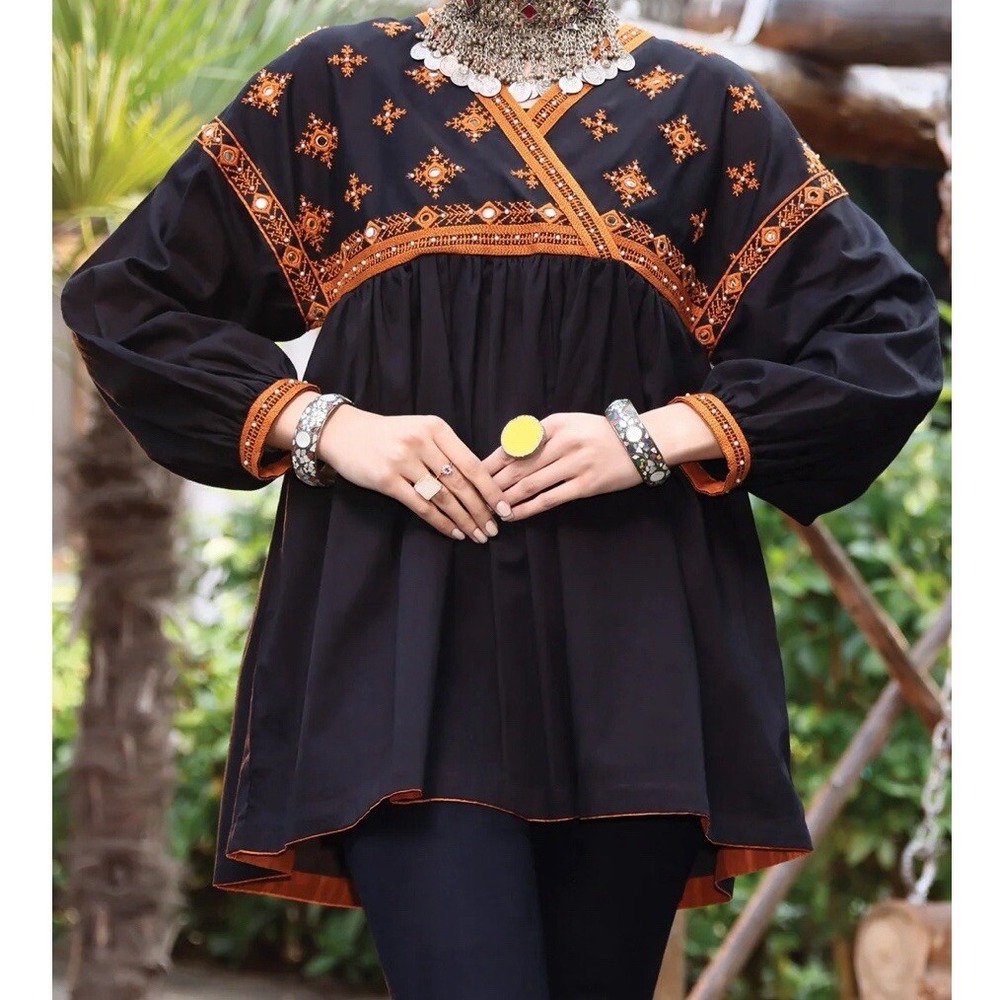almirah Black Lawn Tunic small Embroidered Beaded AL-LK-772